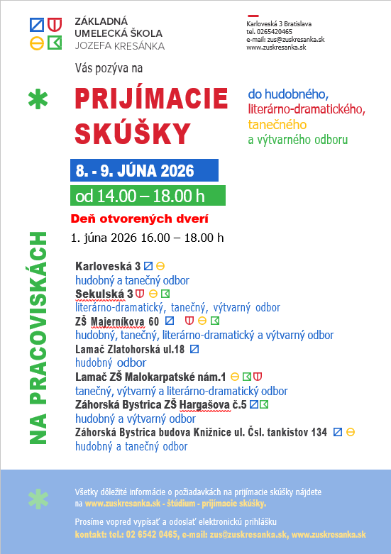 Prijímacie skúšky do ZUŠ Jozefa Kresánka