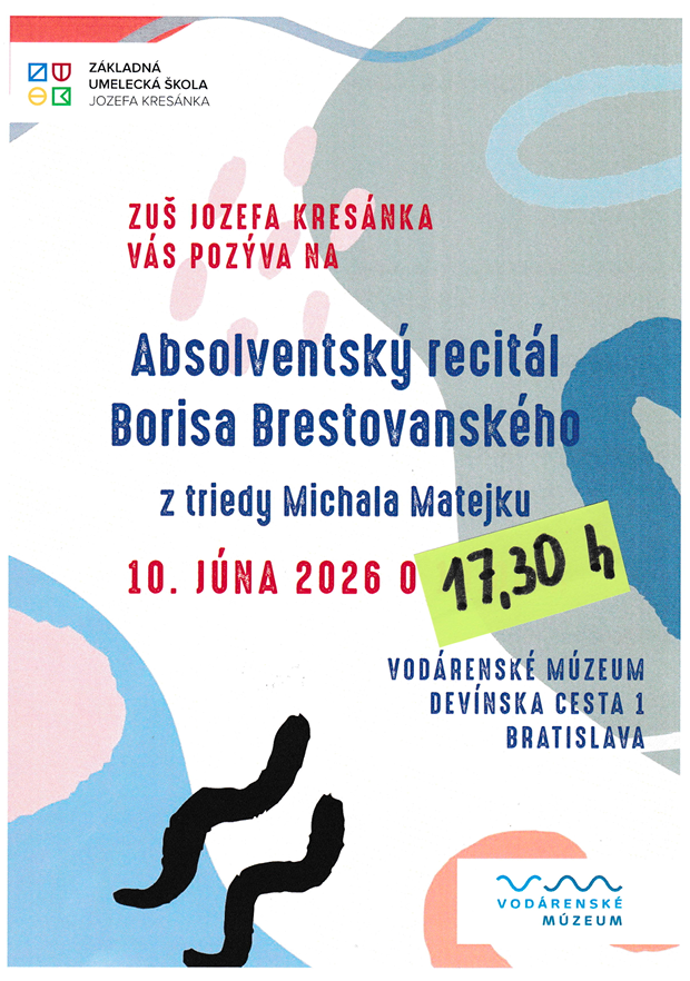 Pozývame Vás na Absolventský recitál Borisa Brestovanského